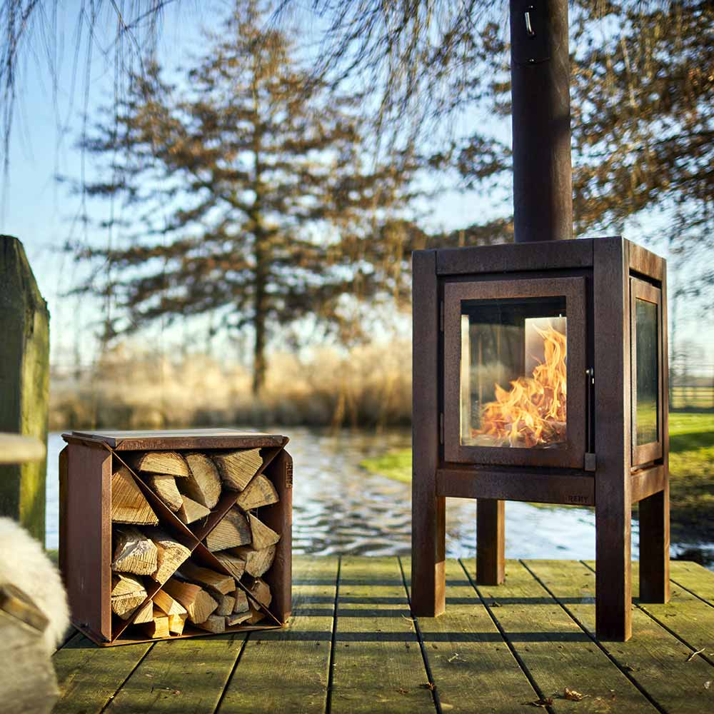 Quaruba-XL-RB73-Parker-and-coop-corten-steel-rusted-log-burner-stove-fire