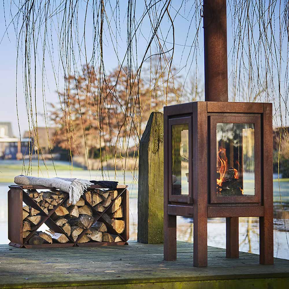 Quaruba-XXL-RB73-Parker-and-coop-corten-steel-rusted-log-burner-stove-fire