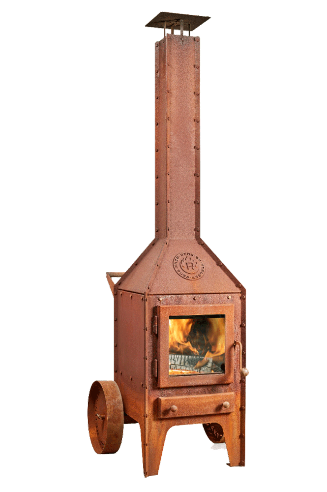 Bijuga-wheels-product-RB73-Parker-and-Coop-corten-rusted-outdoor-log-burner-stove-fire