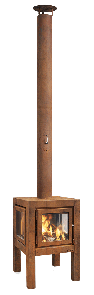 Quaruba-L-RB73-Parker-and-Coop-corten-rusted-outdoor-log-burner-stove-fire