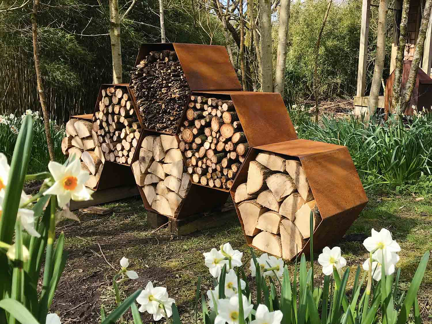 Woodstock Corten Steel Hexagons Log Store