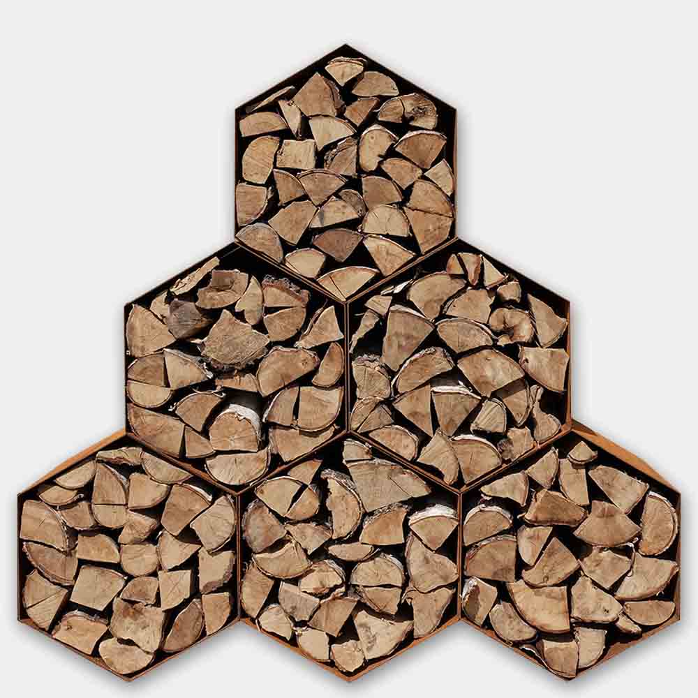 Woodstock Corten Steel Hexagons Log Store