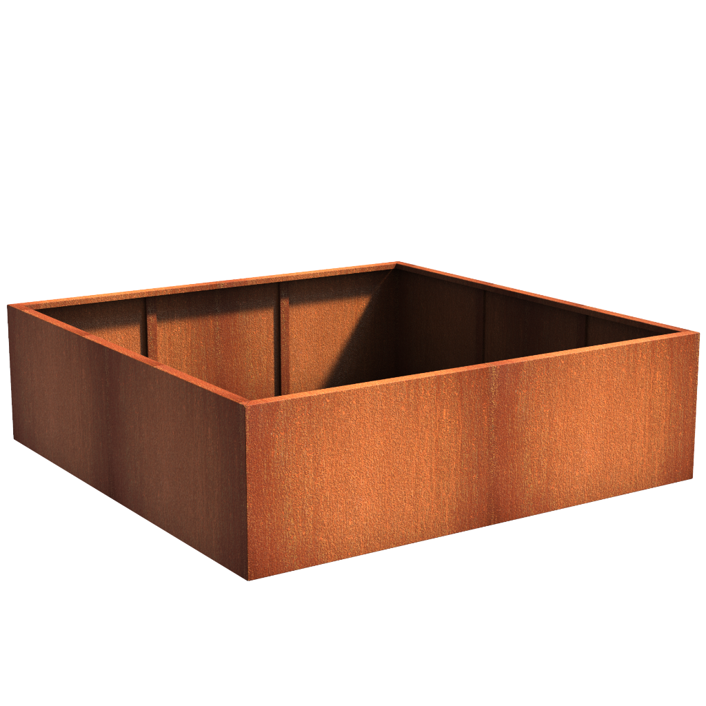 Picture of a square corten steel garden planter pot