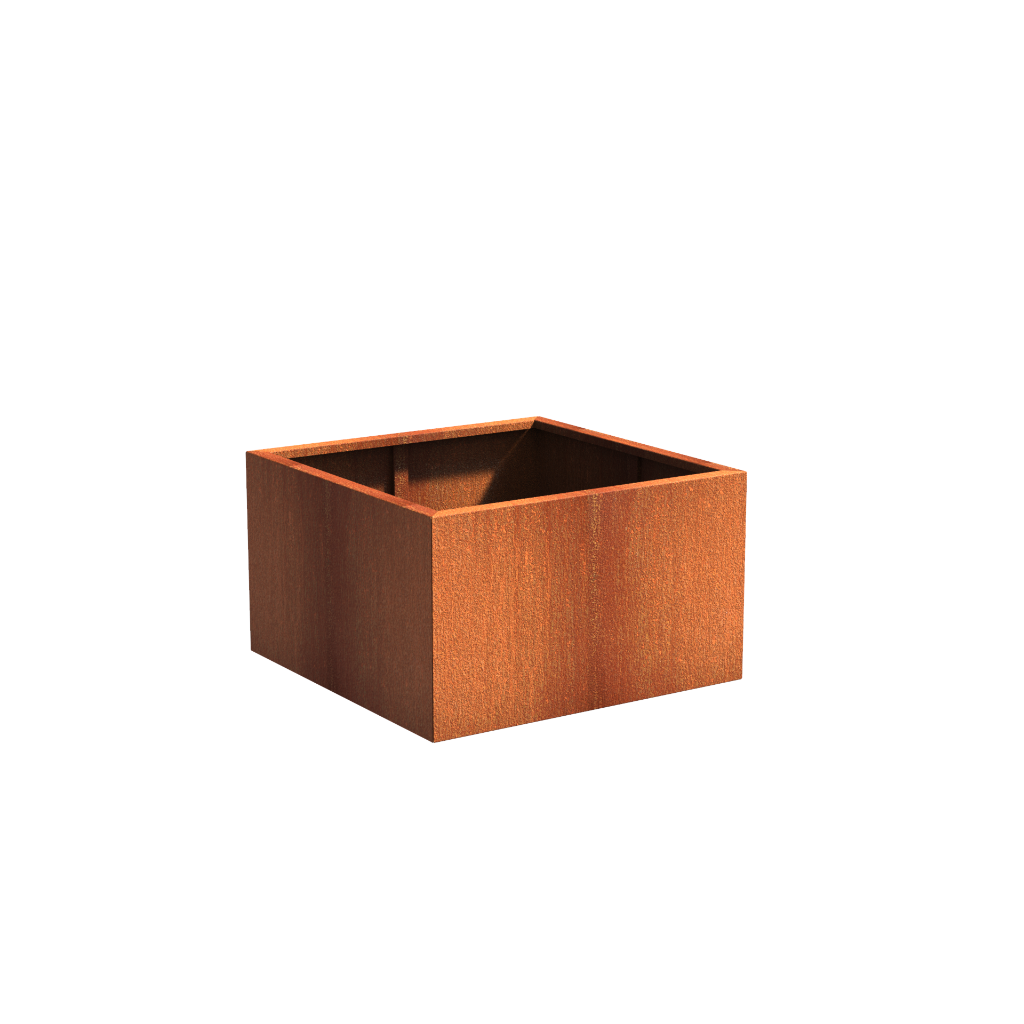 Picture of a square corten steel garden planter pot