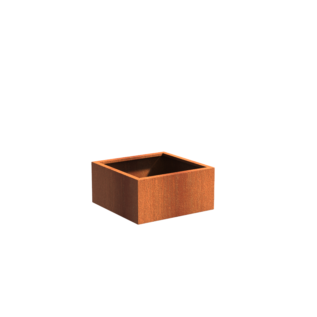 Picture of a square corten steel garden planter pot