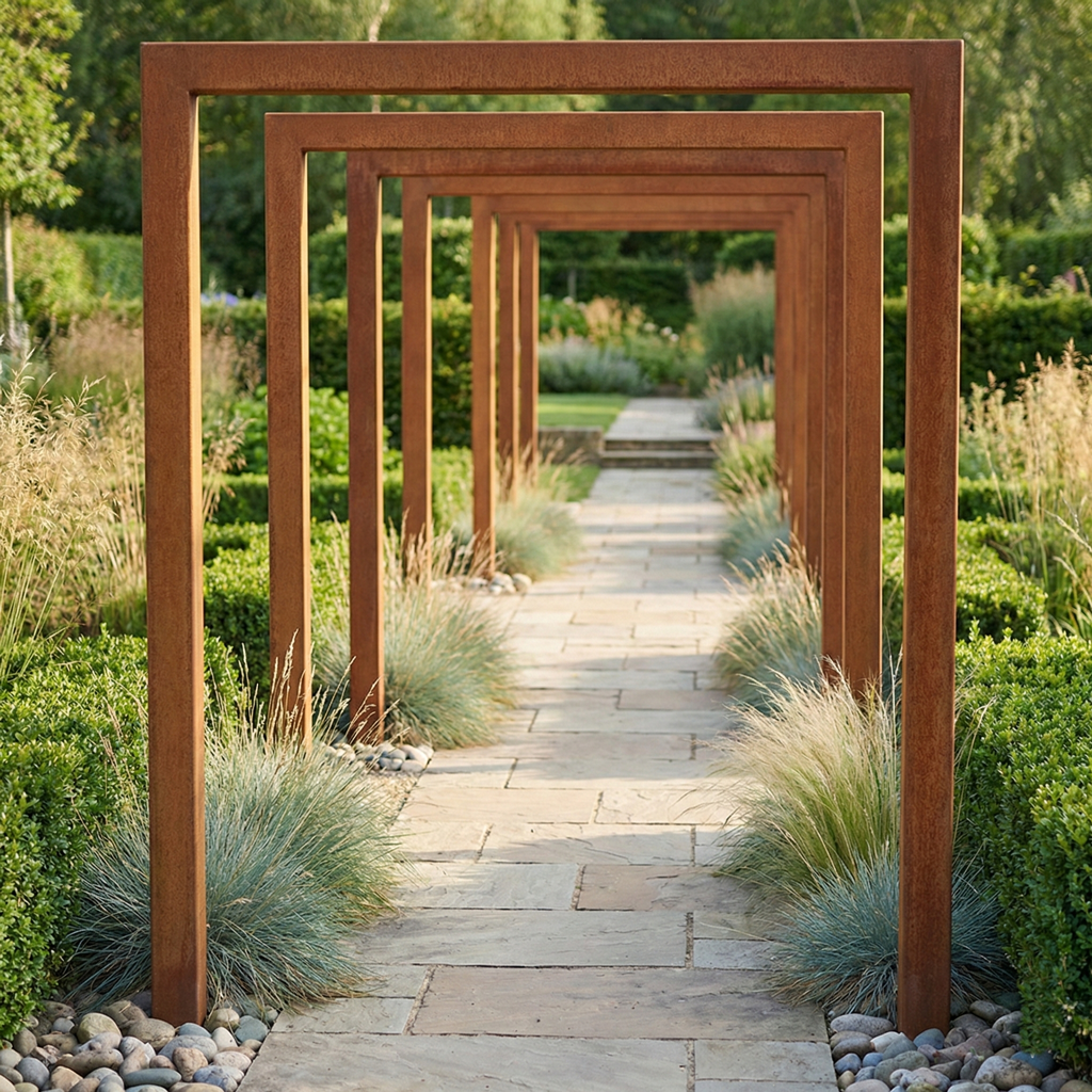 Corten Steel Garden Pergola