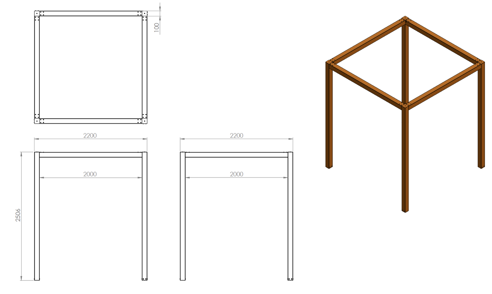 CPE.Q.2200.2200.2500 CORTEN STEEL GARDEN PERGOLA PARKER AND COOP ADEZZ