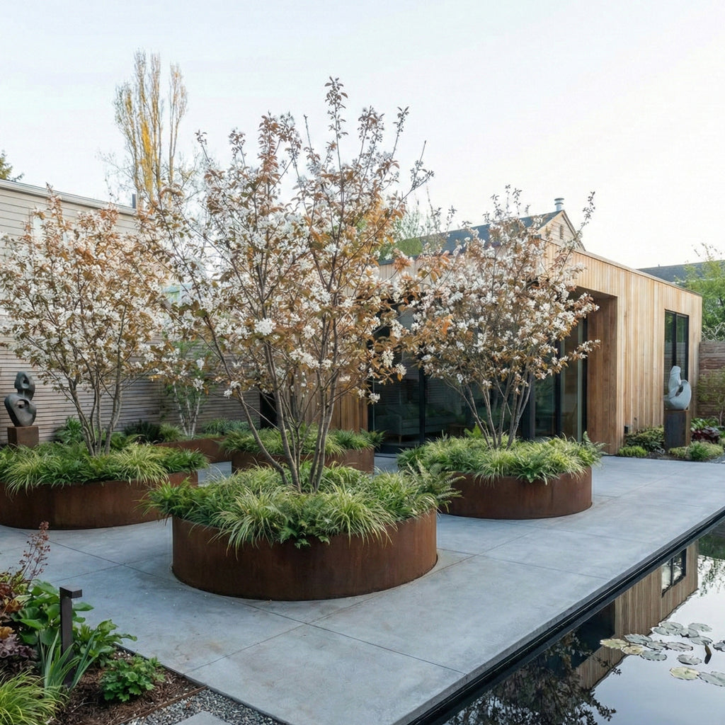 Corten Steel Bottomless Round Planter