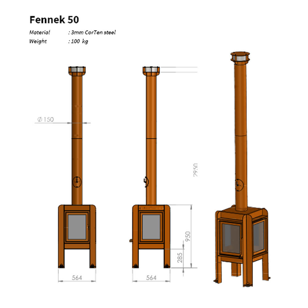     Fennek-50-RB73-Parker-and-coop-corten-steel-rusted-log-burner-stove-fire