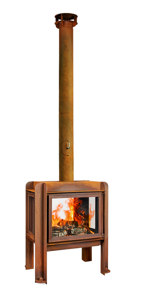 Fennek-80-parker-and-coop-corten-rusted-steel-log-burner-stove-fire