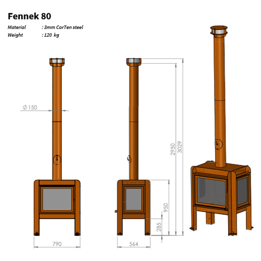    Fennek-80-RB73-Parker-and-Coop-Corten-Steel-Rusted-outdoor-stove-log-burner-fire