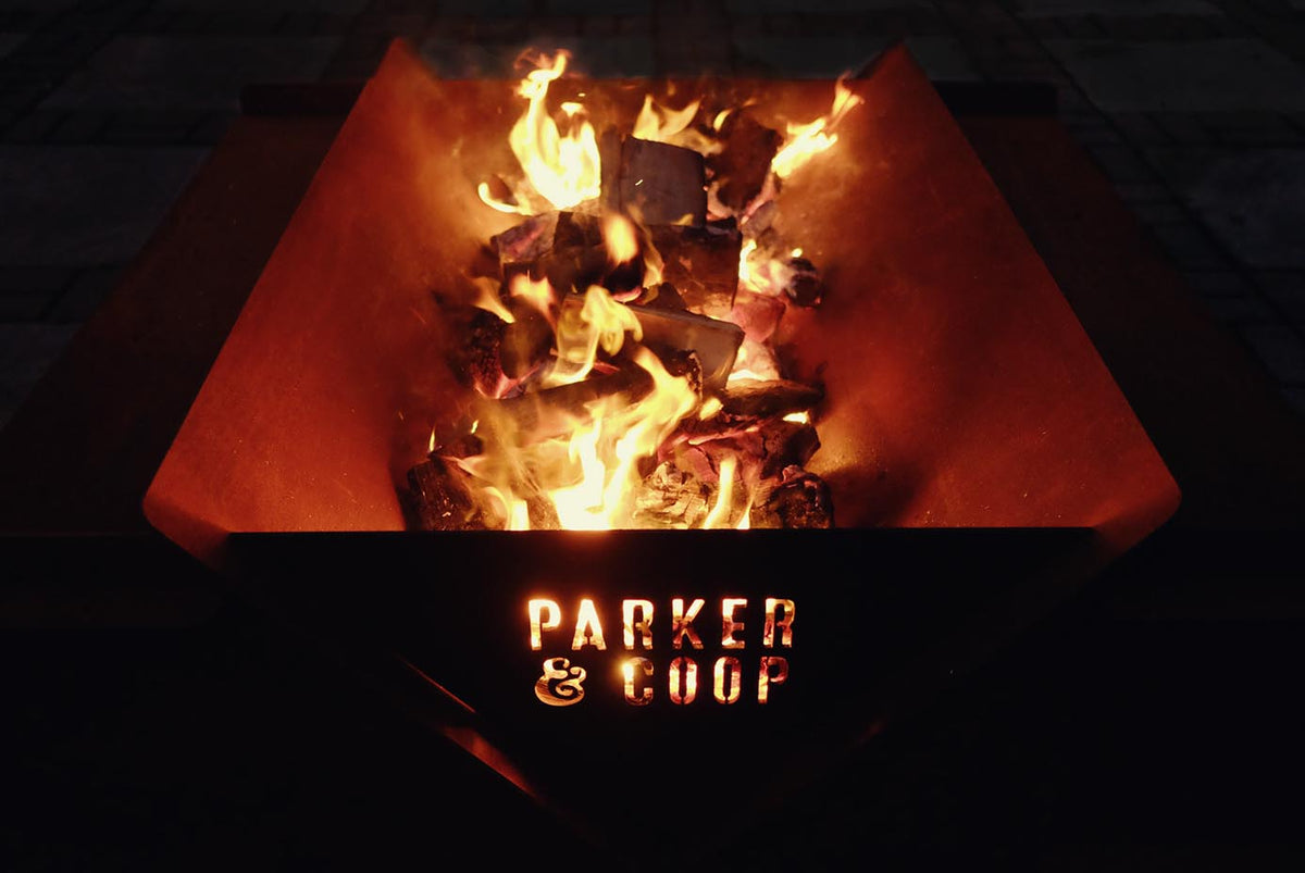 Woodstock Corten Steel Fire Pit Log Store and Grill