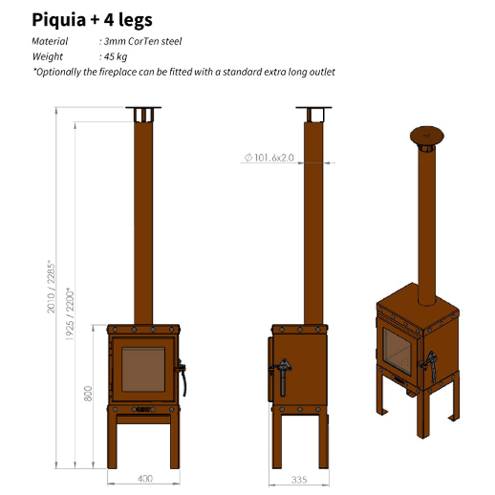 Piquia-4-legs-RB73-Parker-and-Coop-Corten-Steel-Rusted-outdoor-stove-log-burner-fire