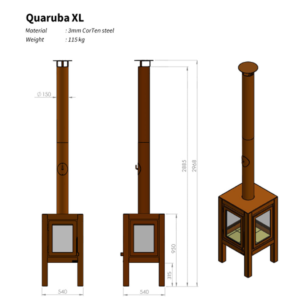 Quaruba-XL-RB73-Parker-and-Coop-Corten-Steel-Rusted-outdoor-stove-log-burner-fire
