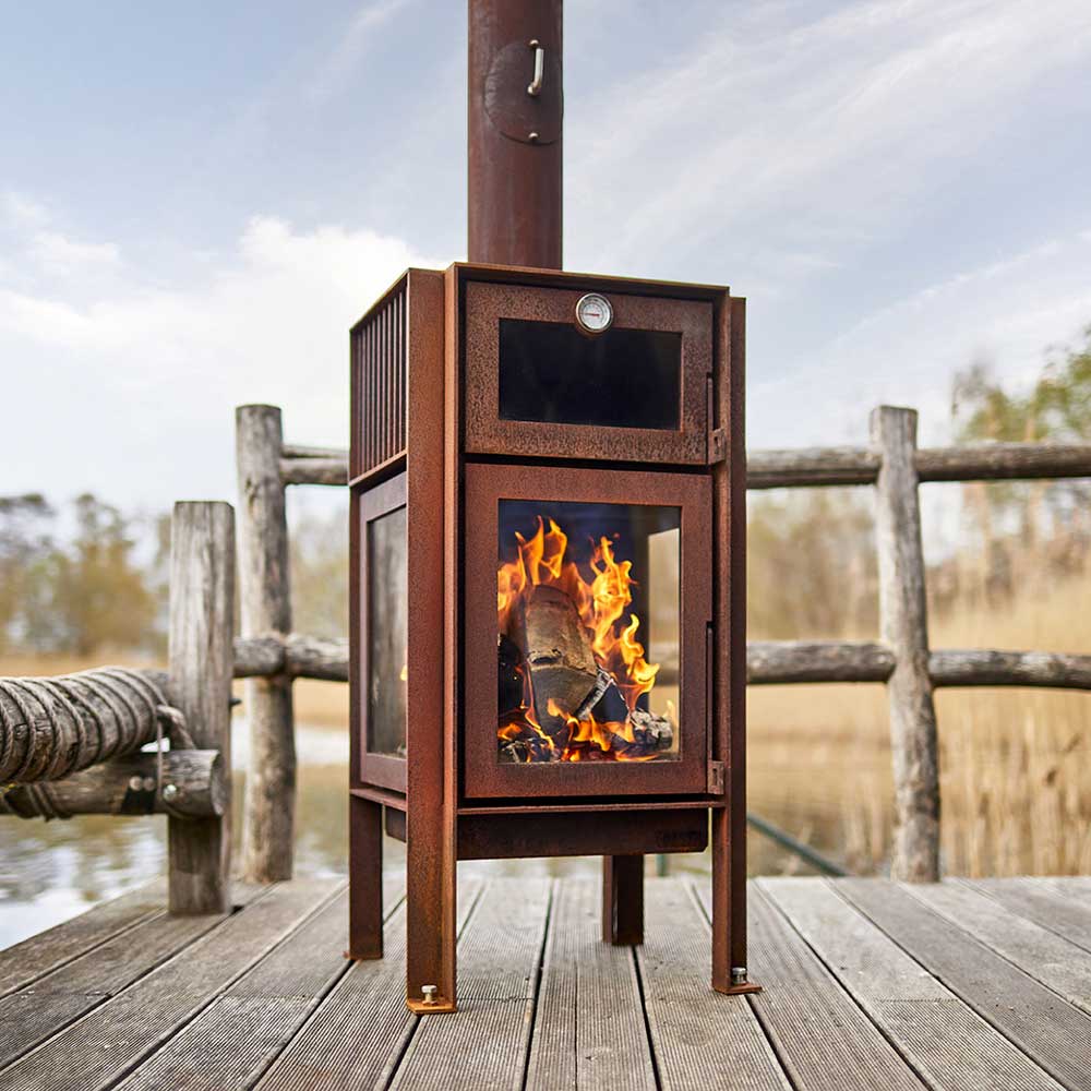 Quercus-RB73-Parker-and-Coop-Corten-Steel-Rusted-outdoor-stove-log-burner-fire