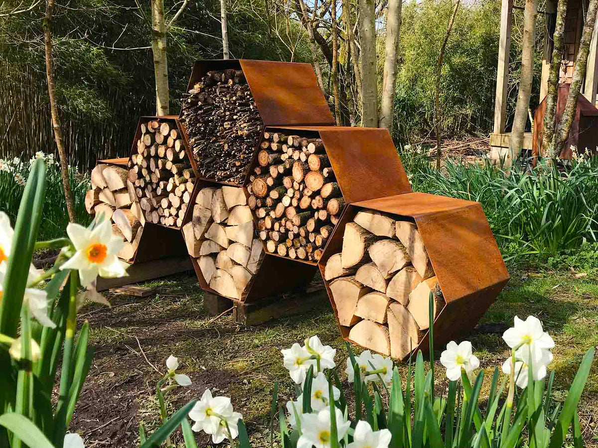 Woodstock Corten Steel Hexagons Log Store