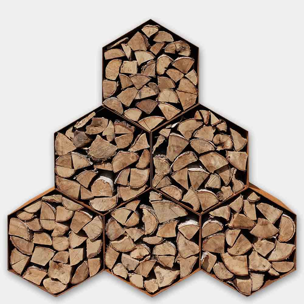 Hexagones de stockage de bois