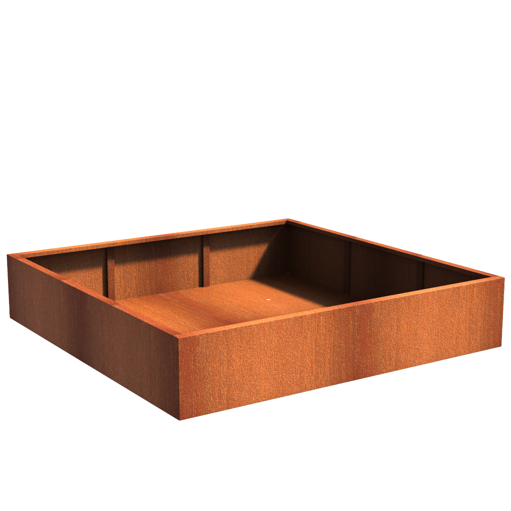 Picture of a square corten steel garden planter pot