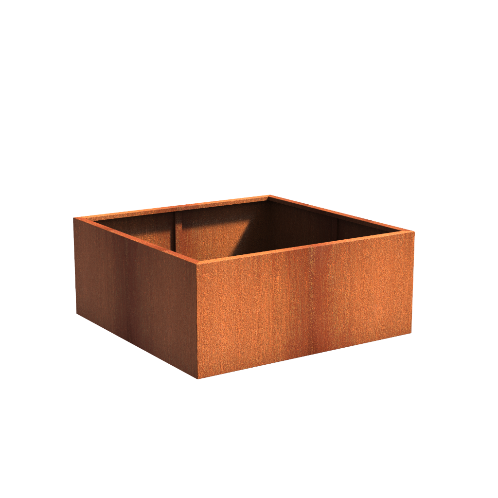 Picture of a square corten steel garden planter pot