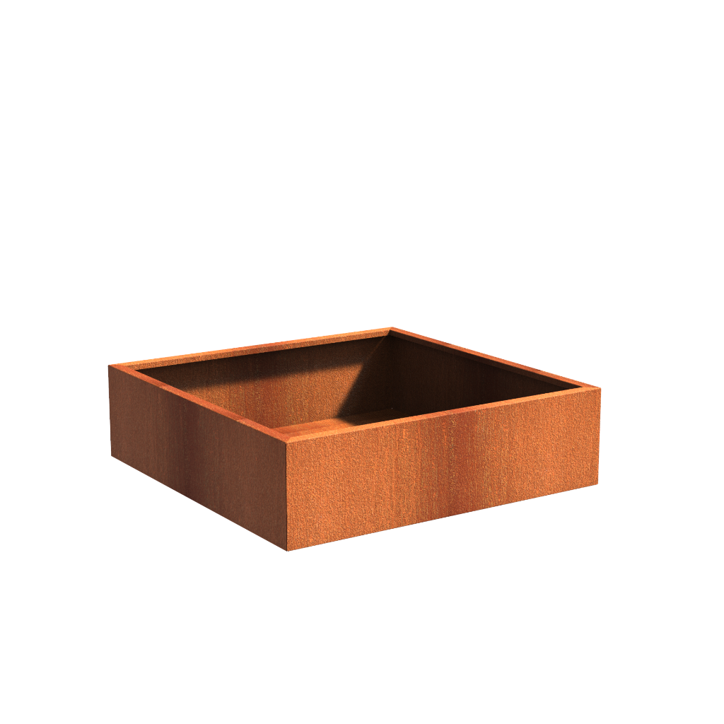 Picture of a square corten steel garden planter pot