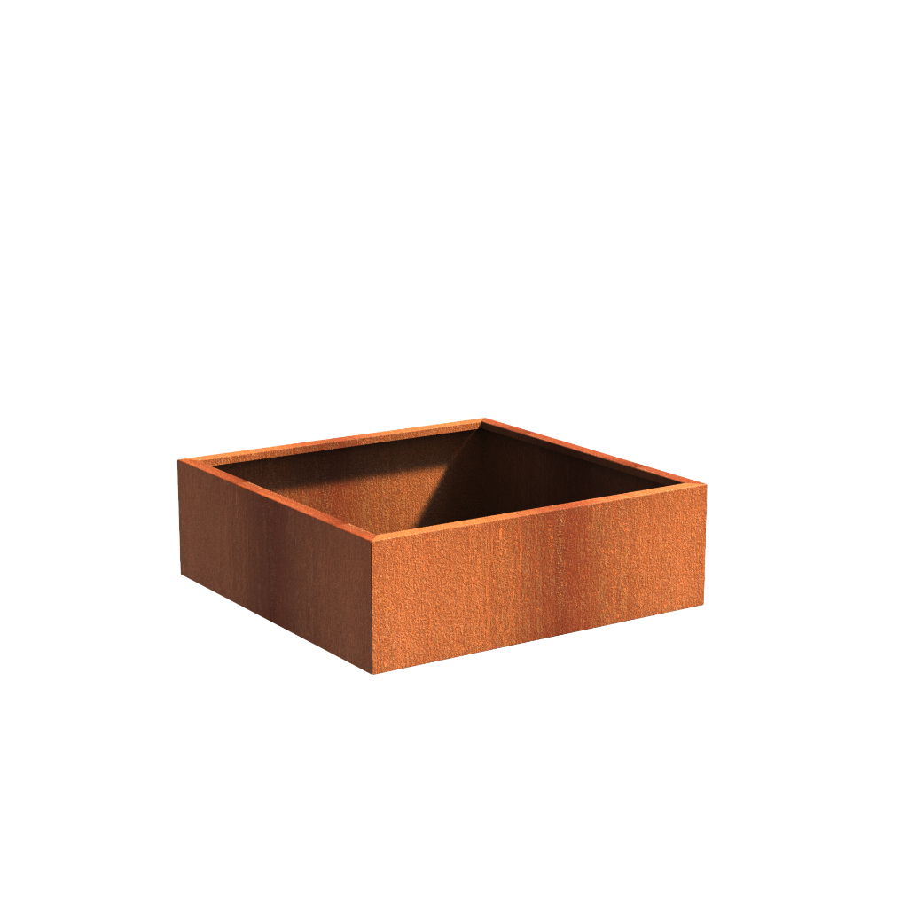 Picture of a square corten steel garden planter pot
