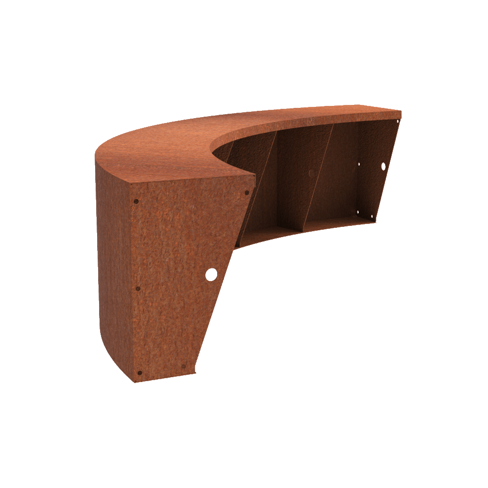 corten steel retaining wall for gardens section by parker and coop and adezz 