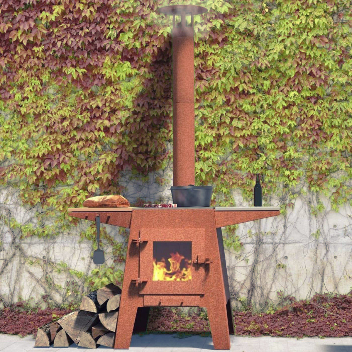 Parker-and-Coop-corten-steel-outdoor-cooking-oven-bbq-grill