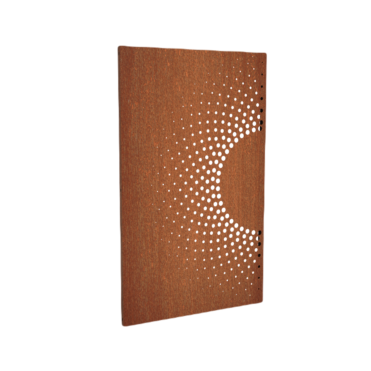 corten steel garden screen panels with an abstract design 