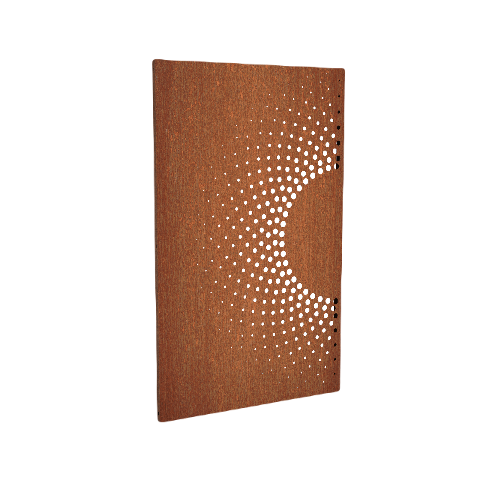 corten steel garden screen panels with an abstract design 