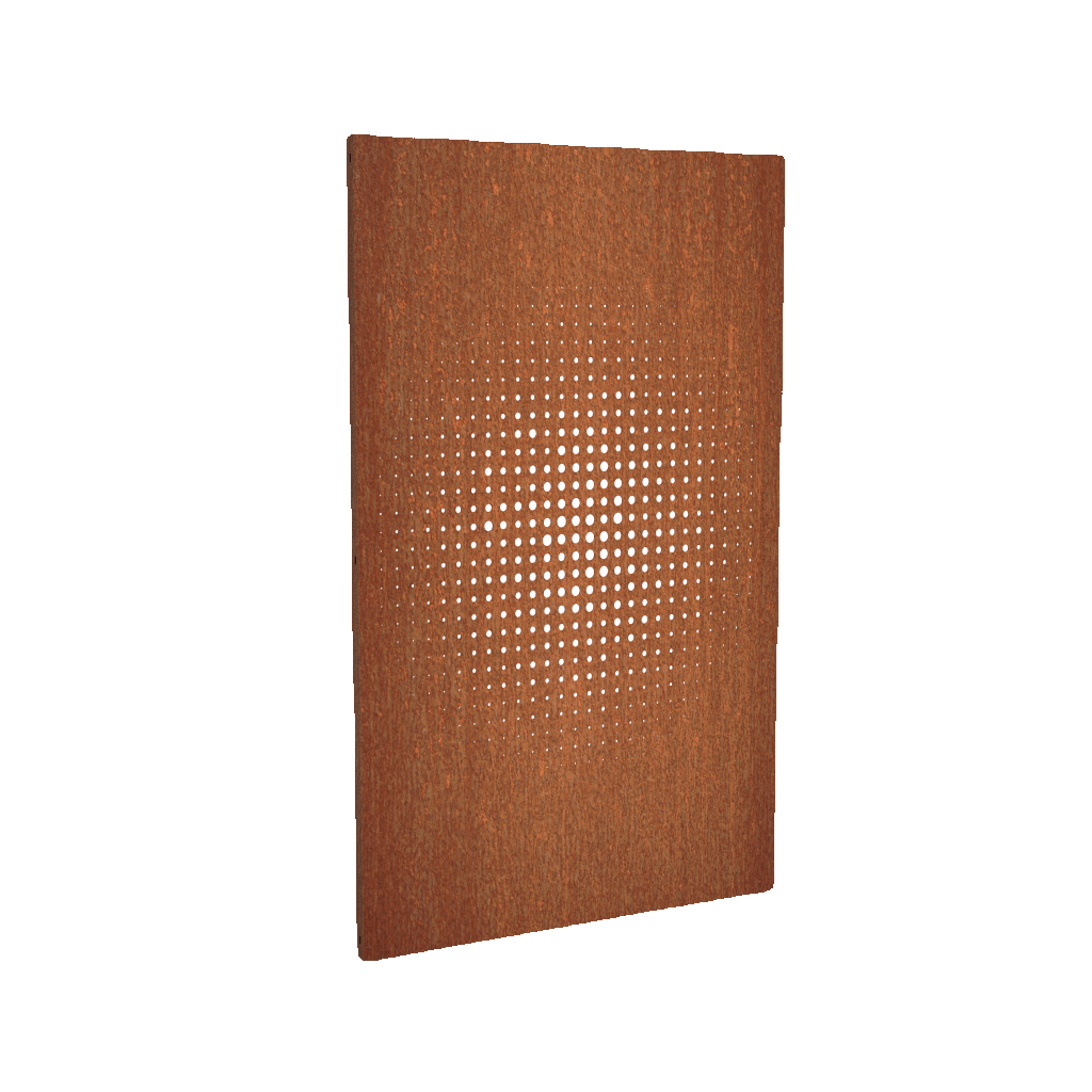 corten steel garden screen panels with an abstract design 
