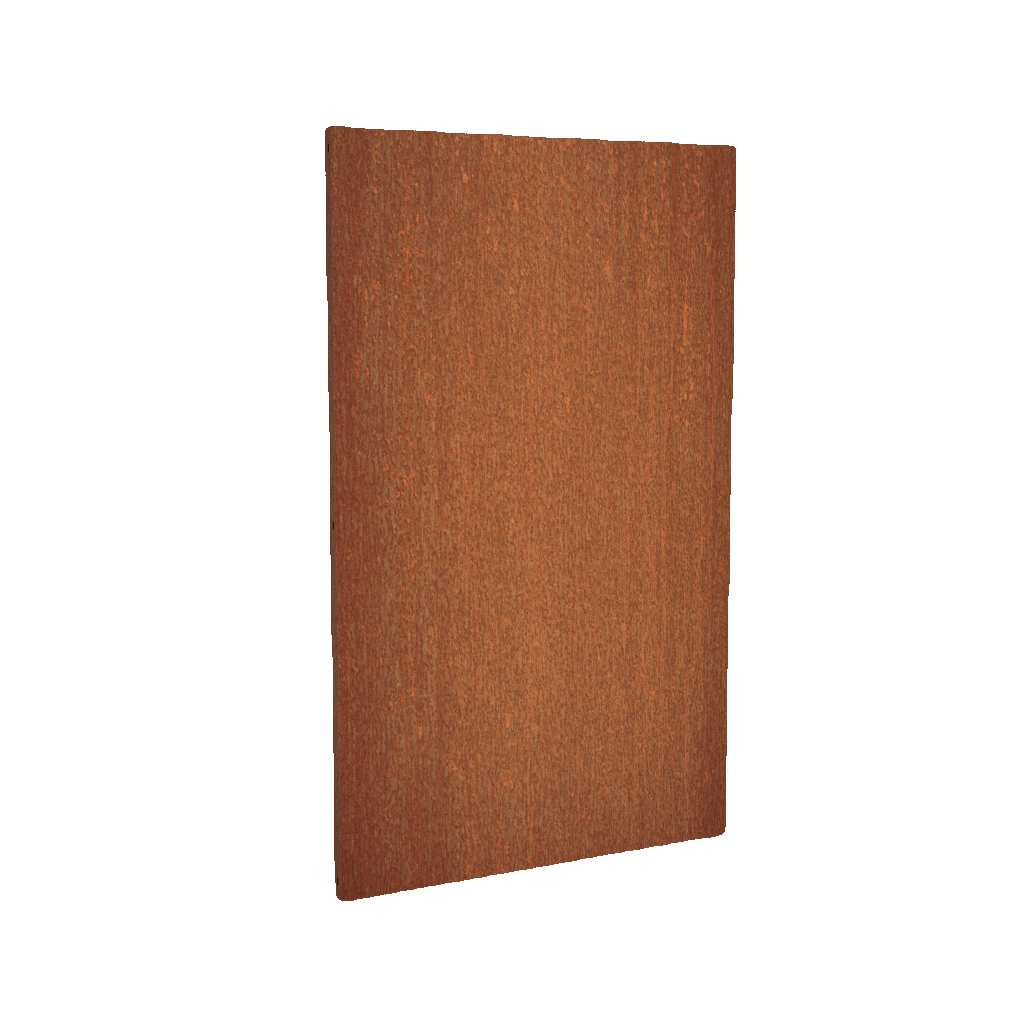 Corten steel rust-colored garden privacy screens and various plants